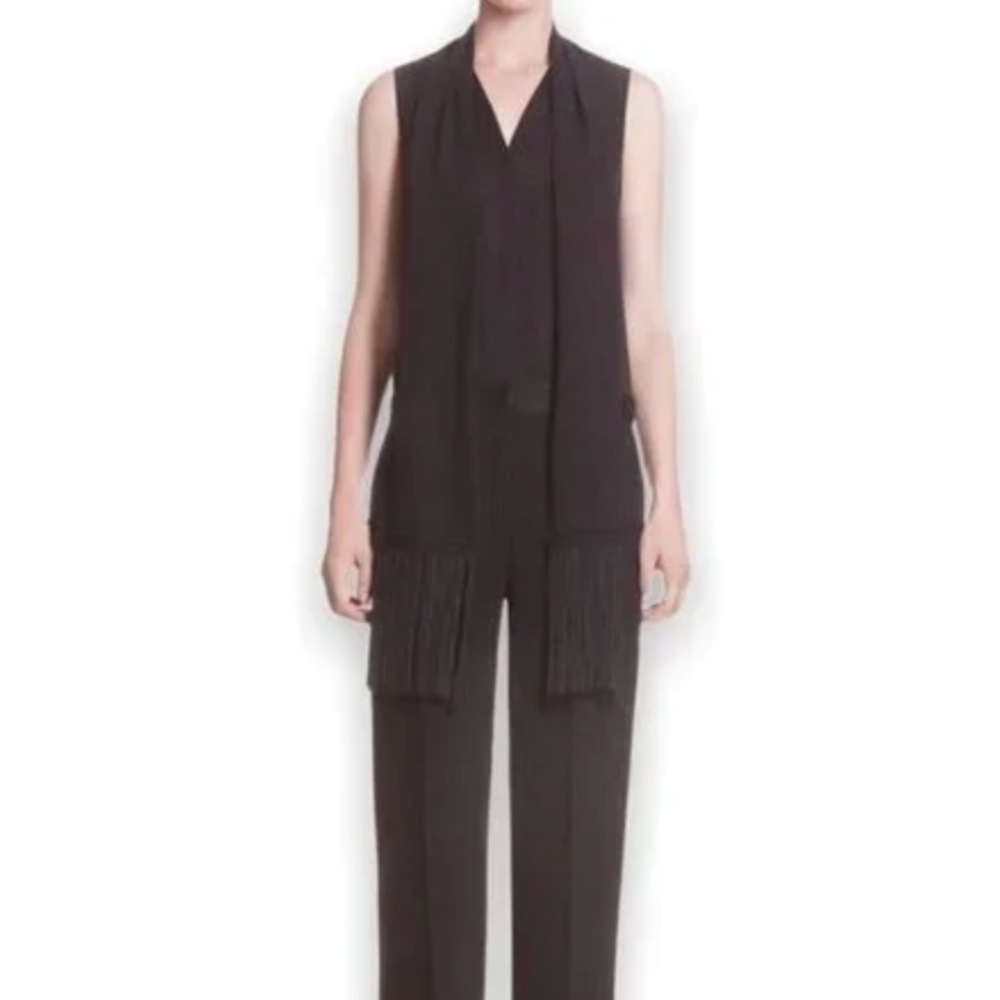 Sandro Black Sleeveless Jumpsuit w/ Fringe Tie NWT